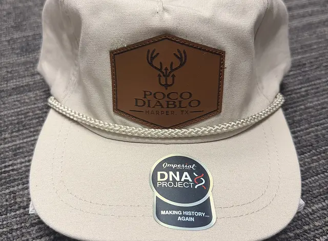 Tan rope Poco Diablo leather patch hat